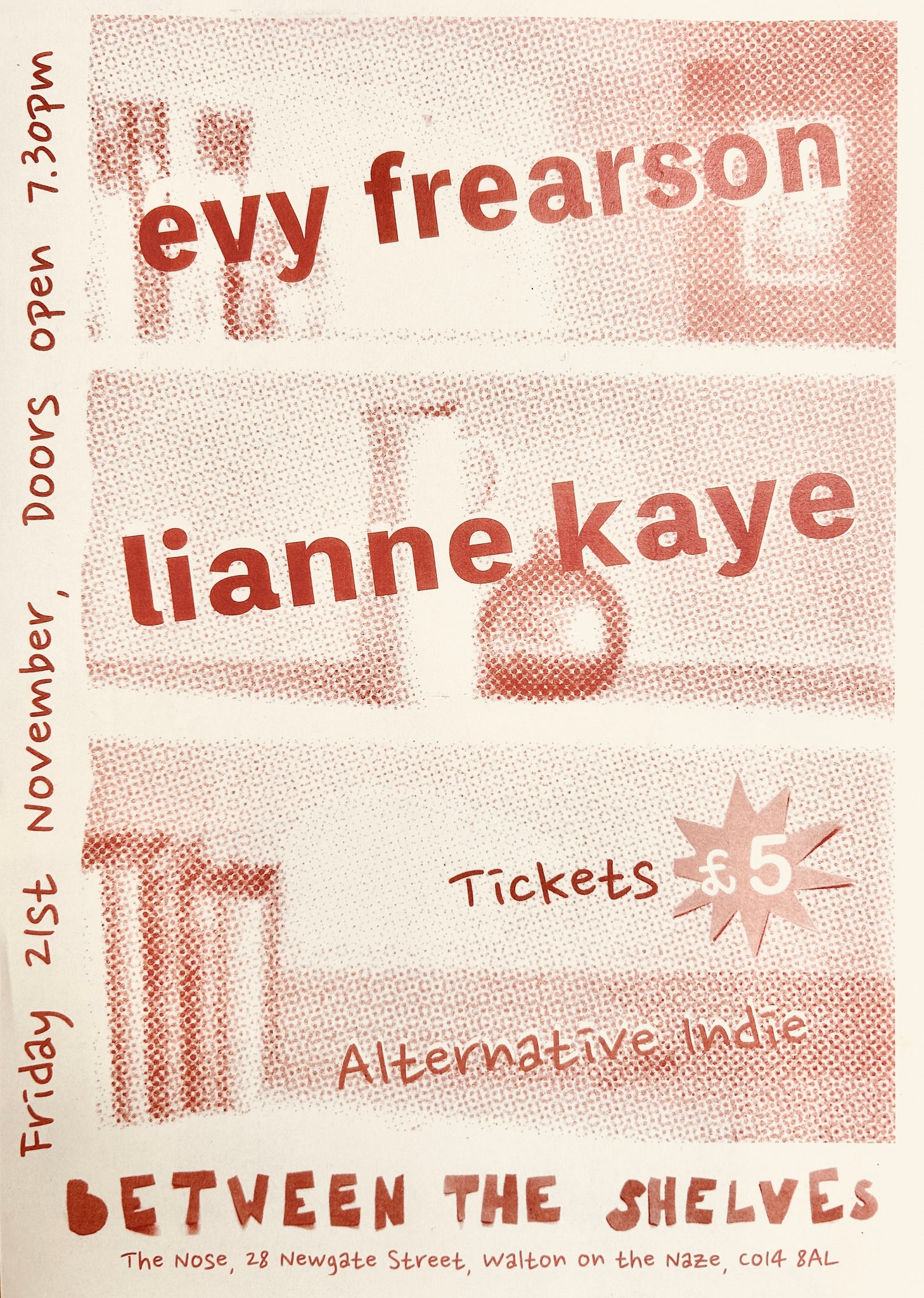 Between the Shelves Gig: Friday 21st November. Evy Frearson and Lianne Kaye.